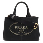Prada Canapa Tote 2-Way Shoulder Bag Canvas Nero Black Gold