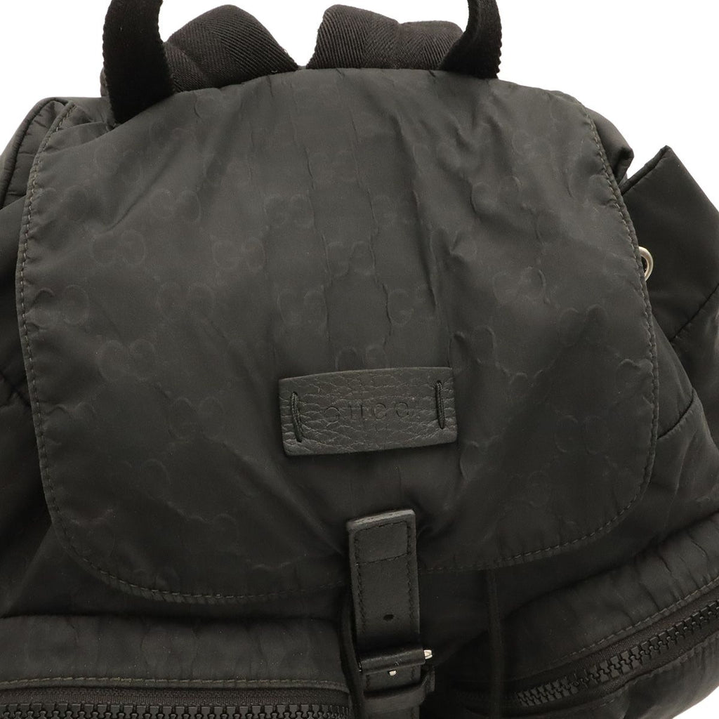 Gucci GG Nylon Backpack Leather Black Silver — view 4