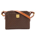 Celine Macadam Shoulder Bag Crossbody Leather Dark Brown Gold