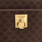 Celine Macadam Shoulder Bag Crossbody Leather Dark Brown Gold — view 6