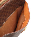Celine Macadam Shoulder Bag Crossbody Leather Dark Brown Gold — view 8