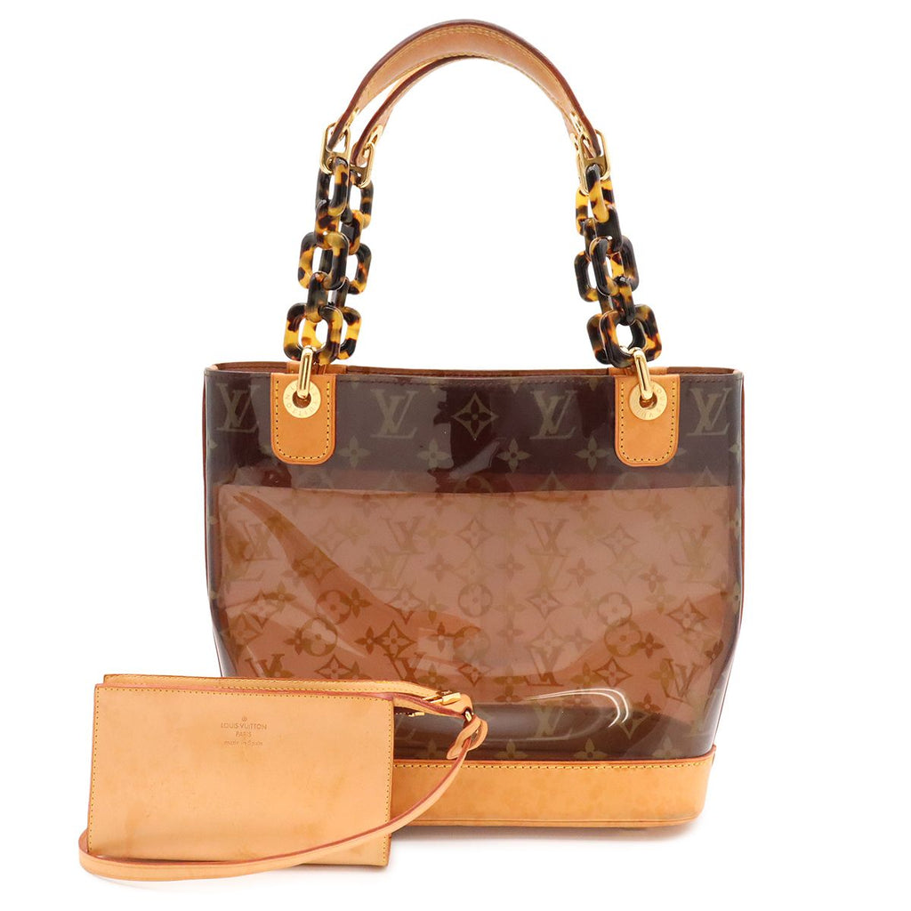 Louis Vuitton Monogram Vinyl Cabas Ambre PM Tote Shoulder Bag Plastic Chain