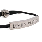 Louis Vuitton Bracelet LV Space Logo Plate Metal Noir Black Silver — view 3