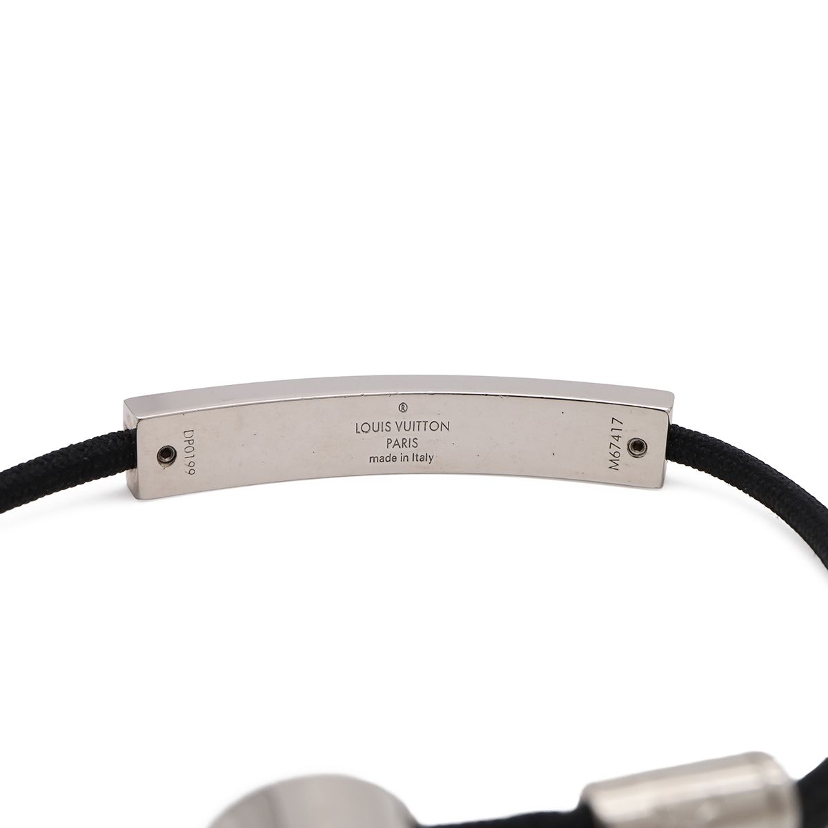 Louis Vuitton Bracelet LV Space Logo Plate Metal Noir Black Silver — view 5