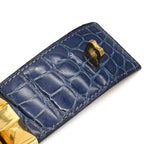 Hermes Bracelet Collier de Chien Press Porosus Navy Gold S Blue Studs — view 5