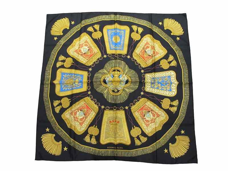 Hermes Scarf Carre 90 Saber Decorative Bag Posteet Cavalerie Black
