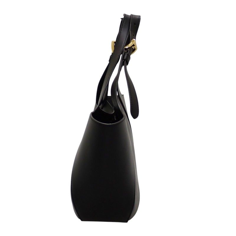 Prada Medium Leather Tote Calfskin Black Gold — view 6