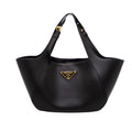 Prada Medium Leather Tote Calfskin Black Gold