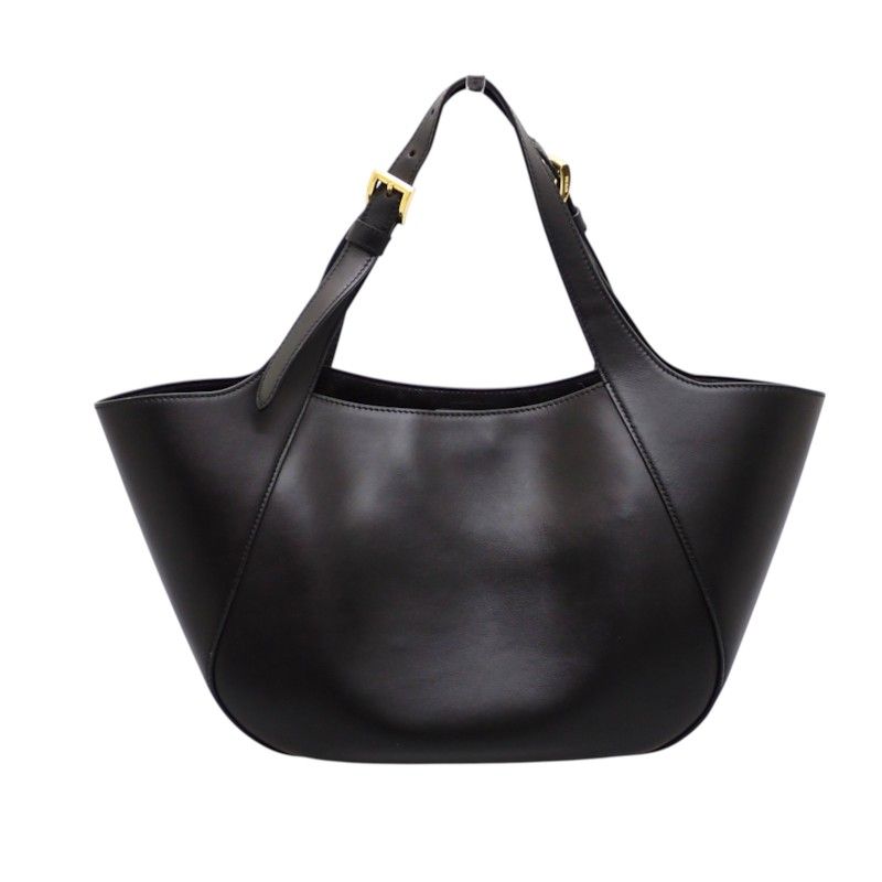 Prada Medium Leather Tote Calfskin Black Gold — view 2