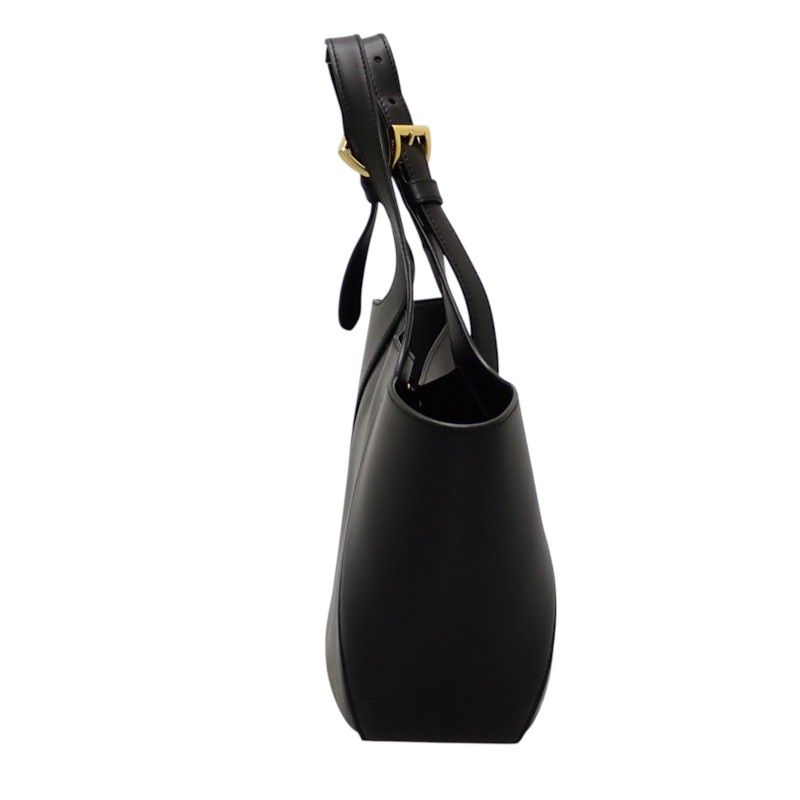 Prada Medium Leather Tote Calfskin Black Gold — view 5