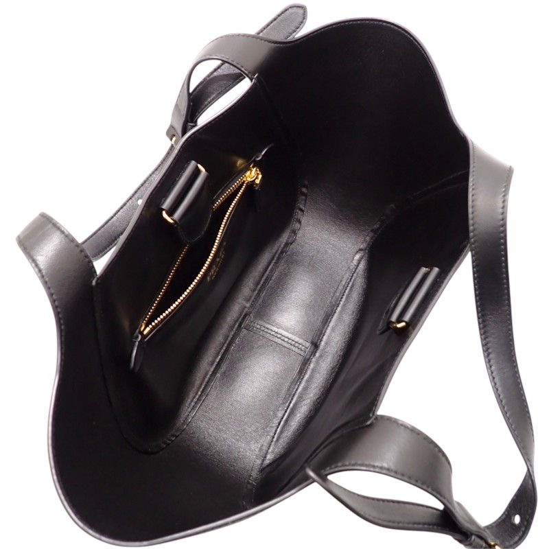 Prada Medium Leather Tote Calfskin Black Gold — view 8