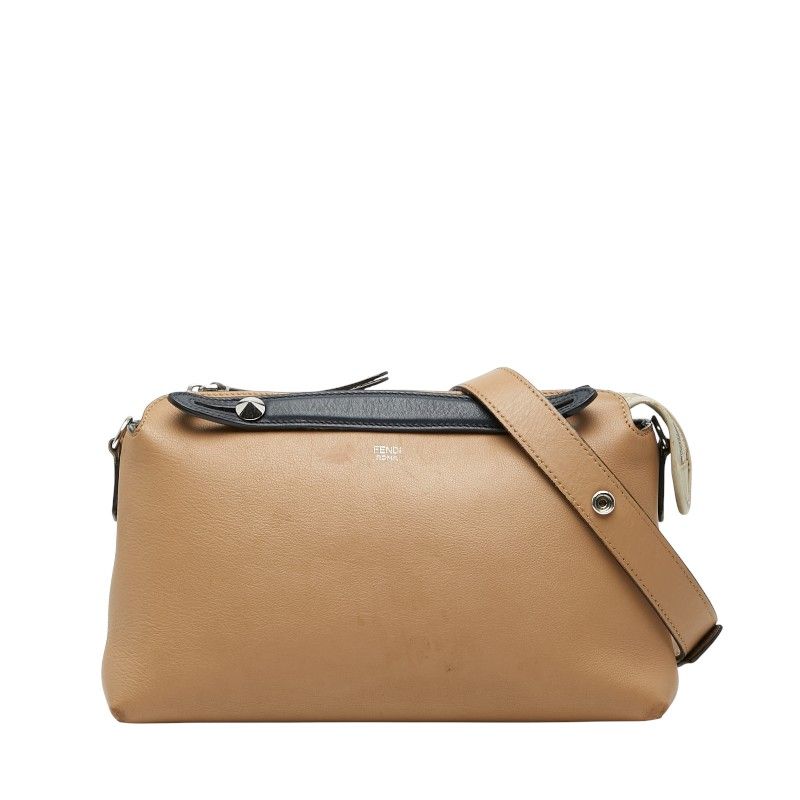 Fendi by the Way Medium Shoulder Bag Beige Black Leather