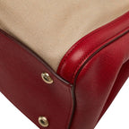 Prada Saffiano Canapa 2-Way Shoulder Bag Beige Red Canvas Leather — view 6