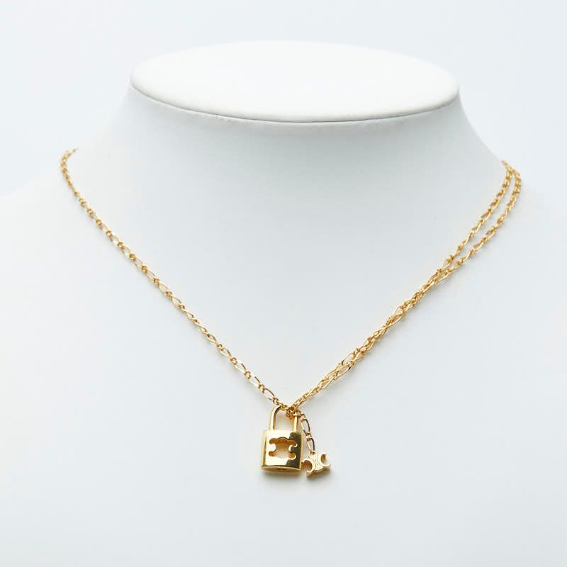 Celine Triomphe Padlock Necklace Gold Plated — view 7
