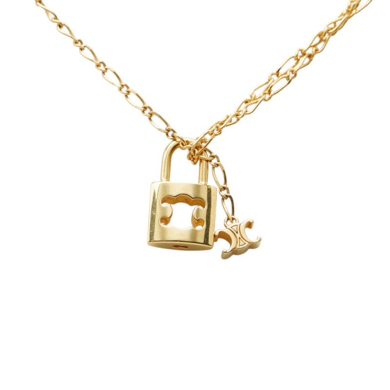 Celine Triomphe Padlock Necklace Gold Plated — view 2