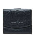 Chanel CC Logo Bifold Wallet Black Caviar Leather