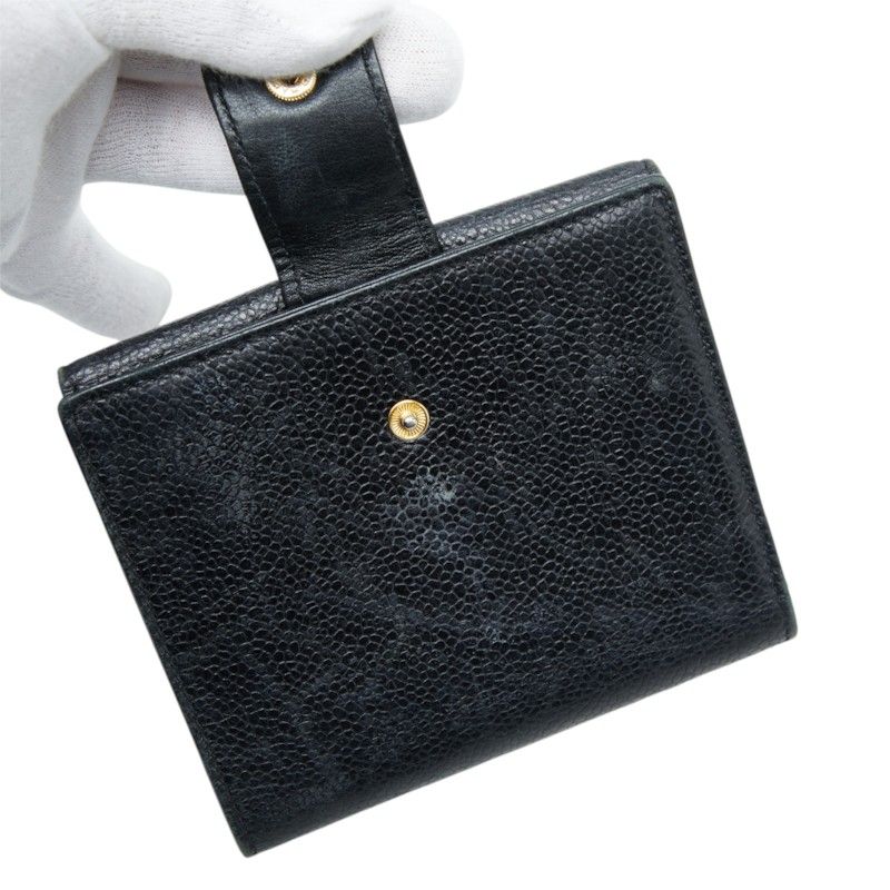 Chanel CC Logo Bifold Wallet Black Caviar Leather — view 6