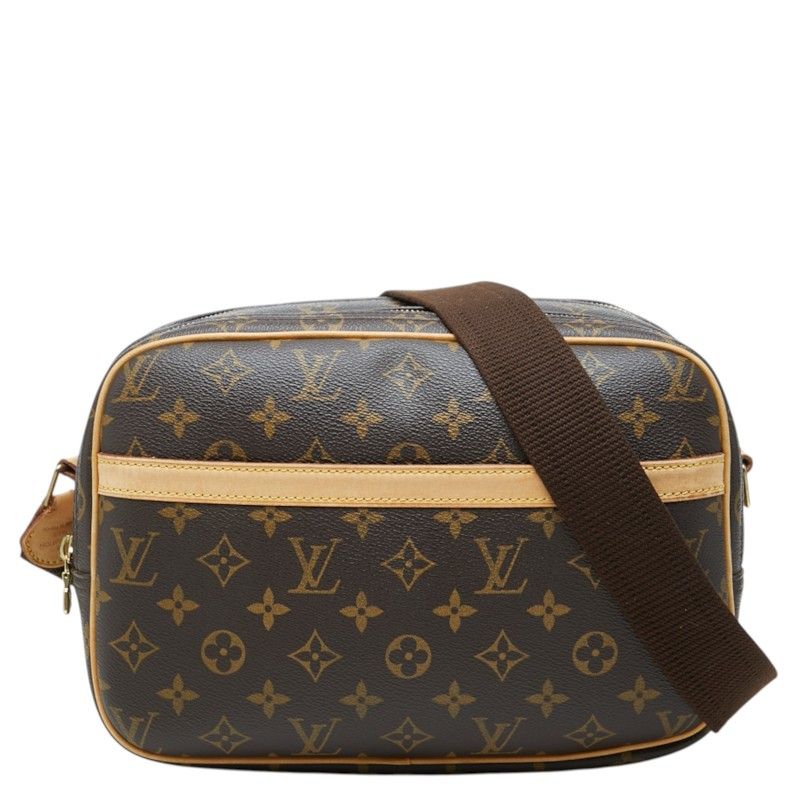 Louis Vuitton Monogram Reporter PM Crossbody Shoulder Bag Brown Leather