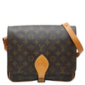 Louis Vuitton Monogram Cartouchiere GM Crossbody Shoulder Bag Brown Leather