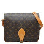 Louis Vuitton Monogram Cartouchiere GM Crossbody Shoulder Bag Brown Leather