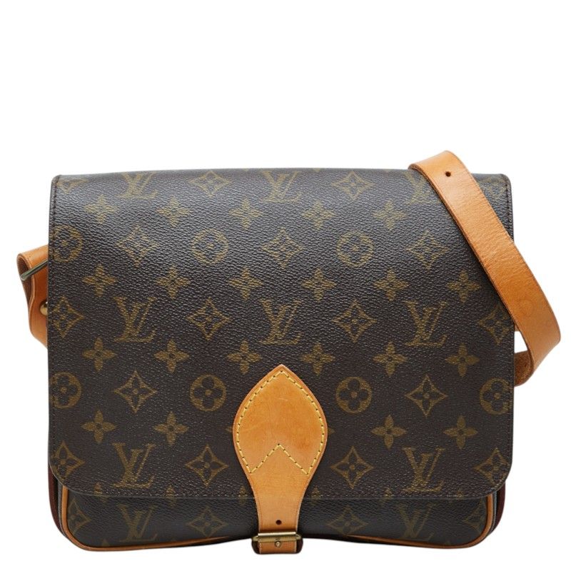 Louis Vuitton Monogram Cartouchiere GM Crossbody Shoulder Bag Brown Leather