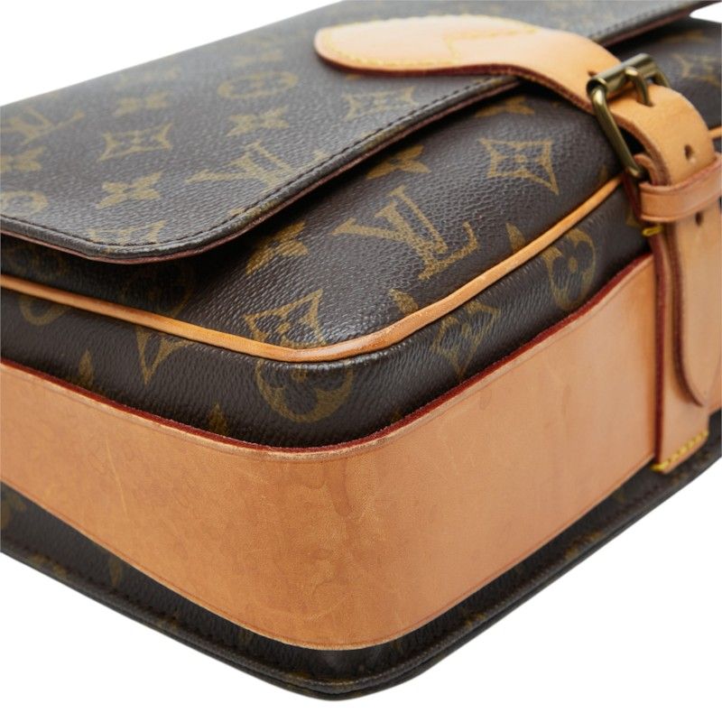 Louis Vuitton Monogram Cartouchiere GM Crossbody Shoulder Bag Brown Leather — view 5