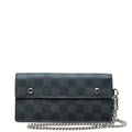 Louis Vuitton Damier Graphite Portefeuille Accordion Wallet Chain Black Leather