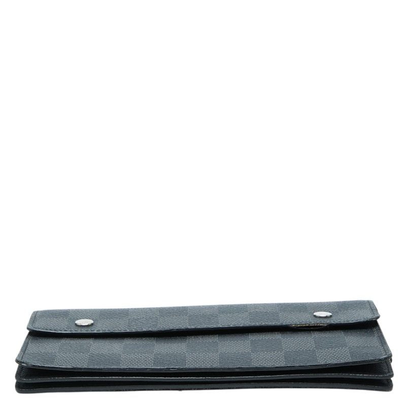 Louis Vuitton Damier Graphite Portefeuille Accordion Wallet Chain Black Leather — view 3