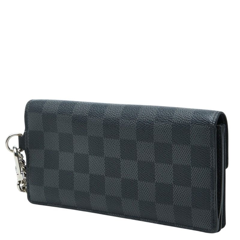 Louis Vuitton Damier Graphite Portefeuille Accordion Wallet Chain Black Leather — view 2