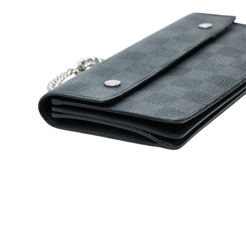 Louis Vuitton Damier Graphite Portefeuille Accordion Wallet Chain Black Leather — view 5