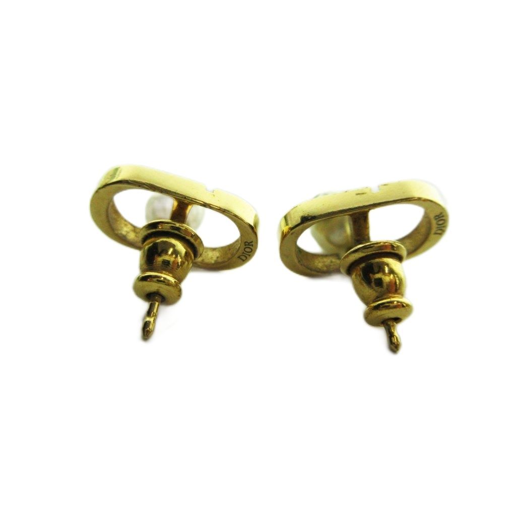Dior Earrings CD Logo Faux Pearl Gold — view 4