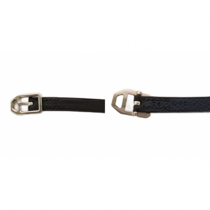 Hermes Paddock Double Tour Leather Bracelet T4 S FS Stamp Black Navy — view 7