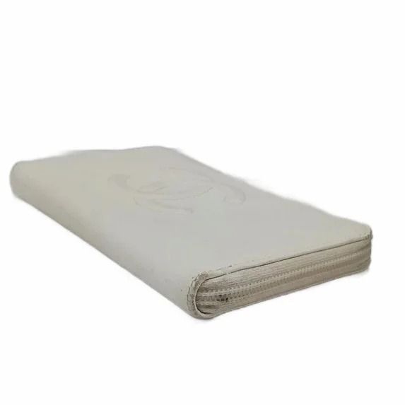 Chanel CC Logo Caviar Leather Wallet Zip Around Coin Purse Ivory — view 5
