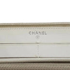 Chanel CC Logo Caviar Leather Wallet Zip Around Coin Purse Ivory — view 3