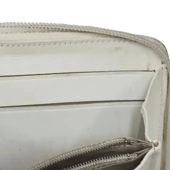 Chanel CC Logo Caviar Leather Wallet Zip Around Coin Purse Ivory — view 8