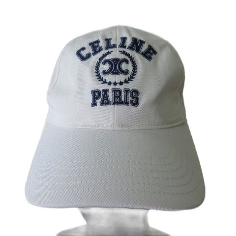 Celine Cap Hat Logo Embroidery White