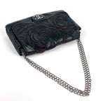 Chanel Shoulder Bag CC Logo Camellia Leather Black — view 8