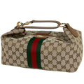 Gucci Vanity Medium Top Handle Bag 3way Double G GG Canvas Brown