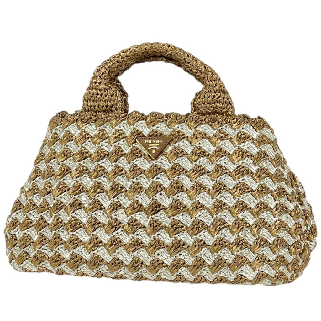 Prada Canapa Tote Raffia Brown