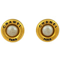 Chanel Earrings Faux Pearl Gold