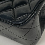 Chanel Shoulder Bag Quilted Double Flap CC Logo Leather Black — view 3