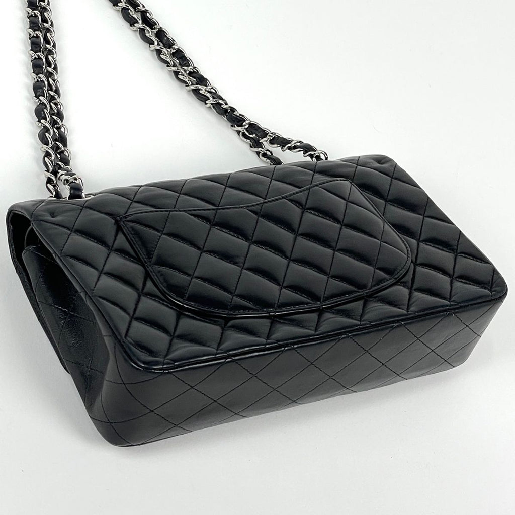Chanel Shoulder Bag Quilted Double Flap CC Logo Leather Black — view 2