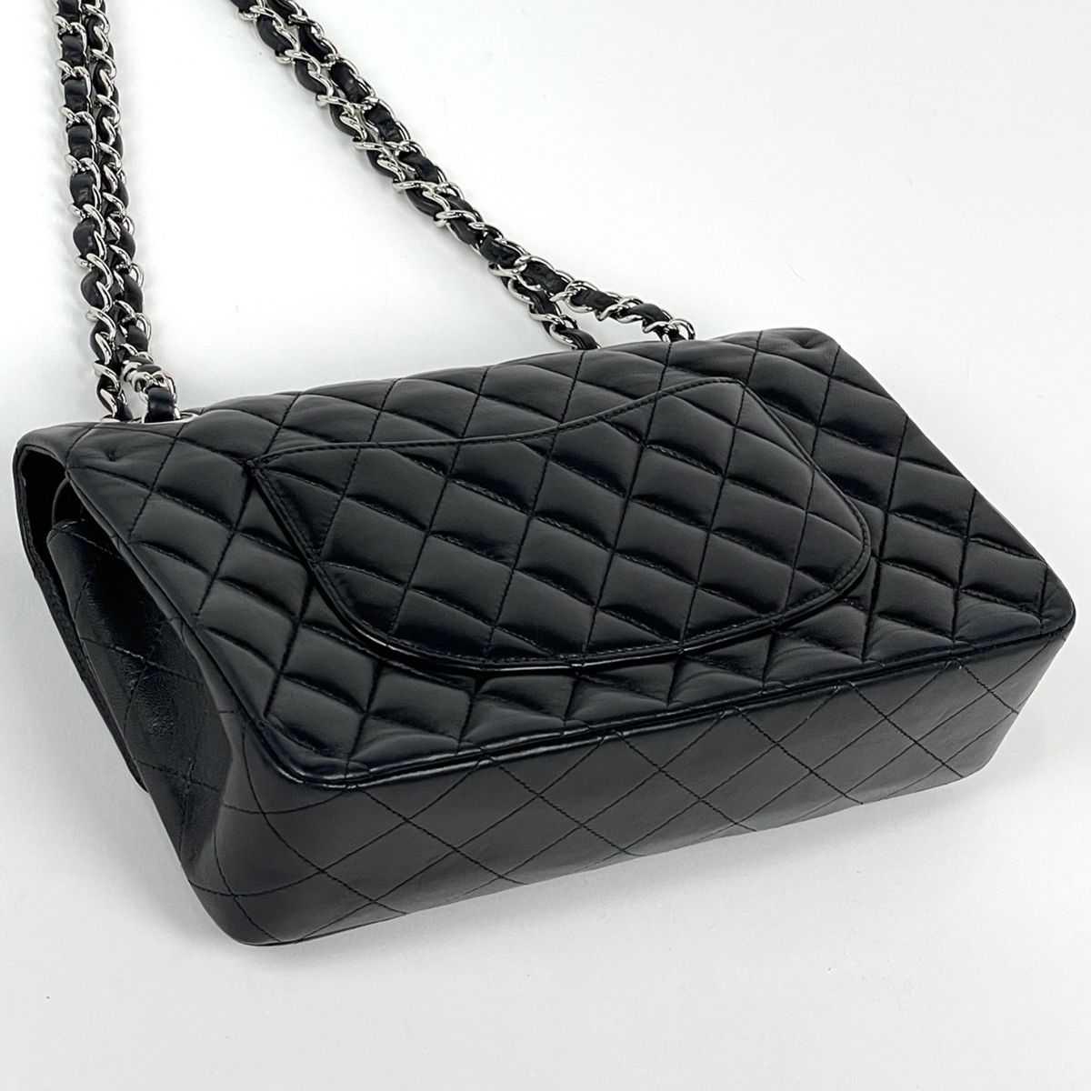 Chanel Shoulder Bag Quilted Double Flap CC Logo Leather Black — view 2