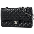 Chanel Shoulder Bag Quilted Double Flap CC Logo Leather Black