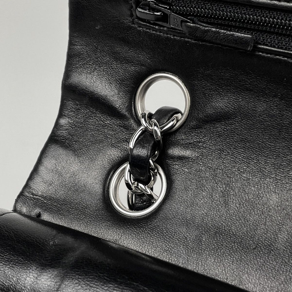 Chanel Shoulder Bag Quilted Double Flap CC Logo Leather Black — view 6