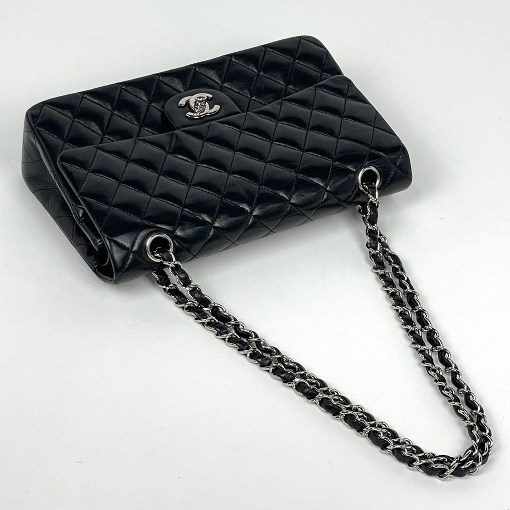 Chanel Shoulder Bag Quilted Double Flap CC Logo Leather Black — view 5