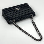 Chanel Shoulder Bag Quilted Double Flap CC Logo Leather Black — view 5