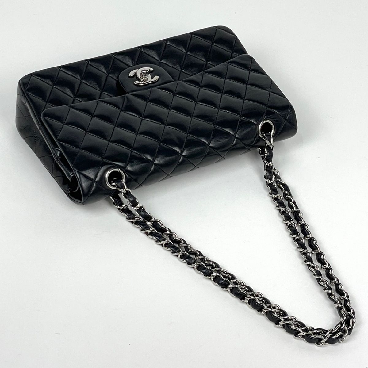 Chanel Shoulder Bag Quilted Double Flap CC Logo Leather Black — view 5