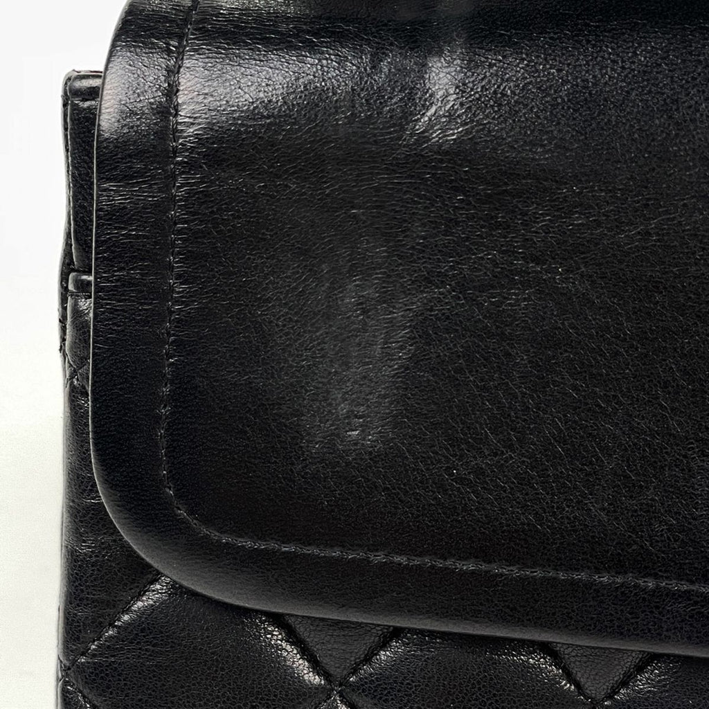 Chanel Shoulder Bag Quilted Double Flap CC Logo Leather Black — view 7