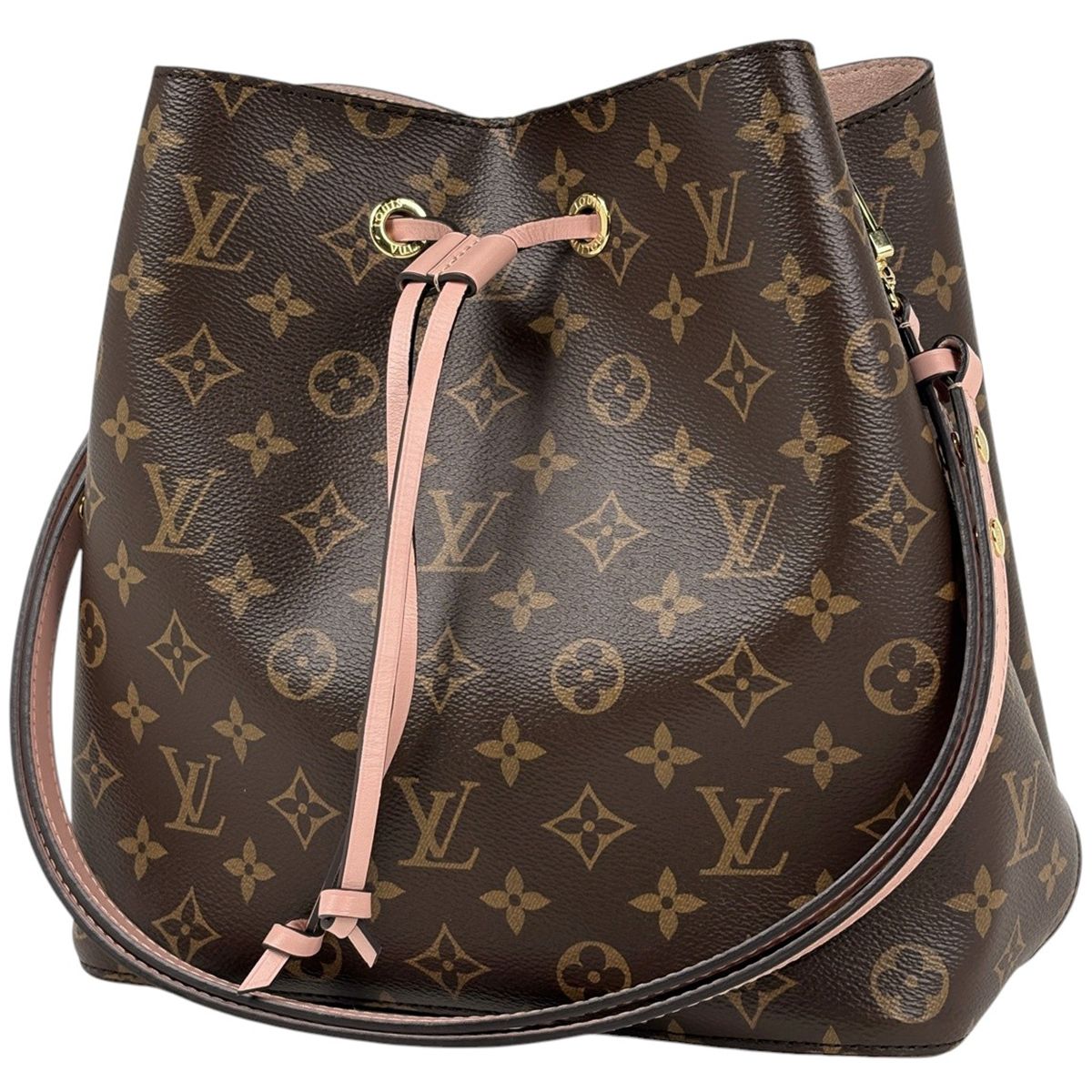 Louis Vuitton Neo Noe Shoulder Bag Drawstring Monogram Rose Poudre Brown